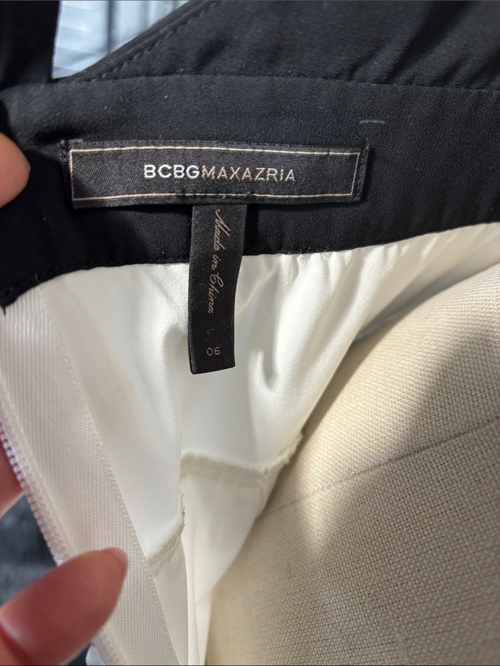 BCBGMaxAzria White Pleated Tiered Mini Dress with Black Trim - Picture 4 of 4